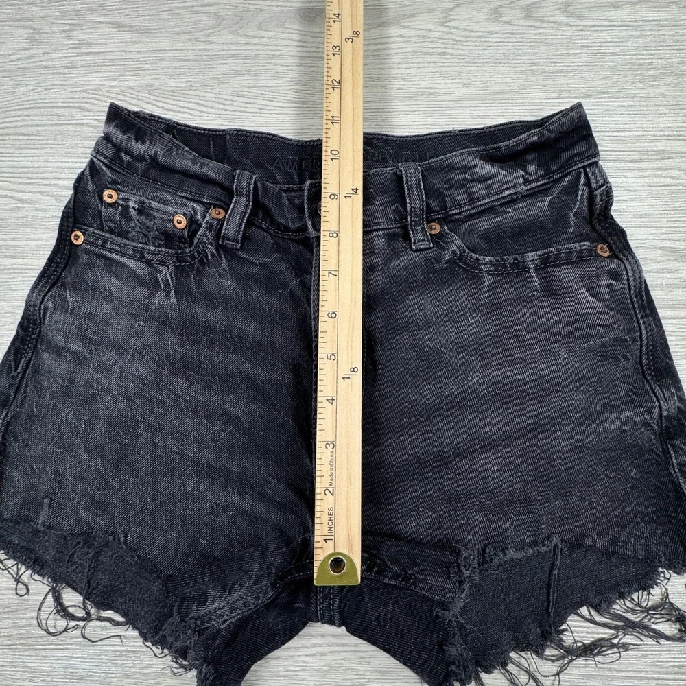 American Eagle Women's Denim Shorts AE Boyfriend Black Raw Hem Cutoff Small(?)